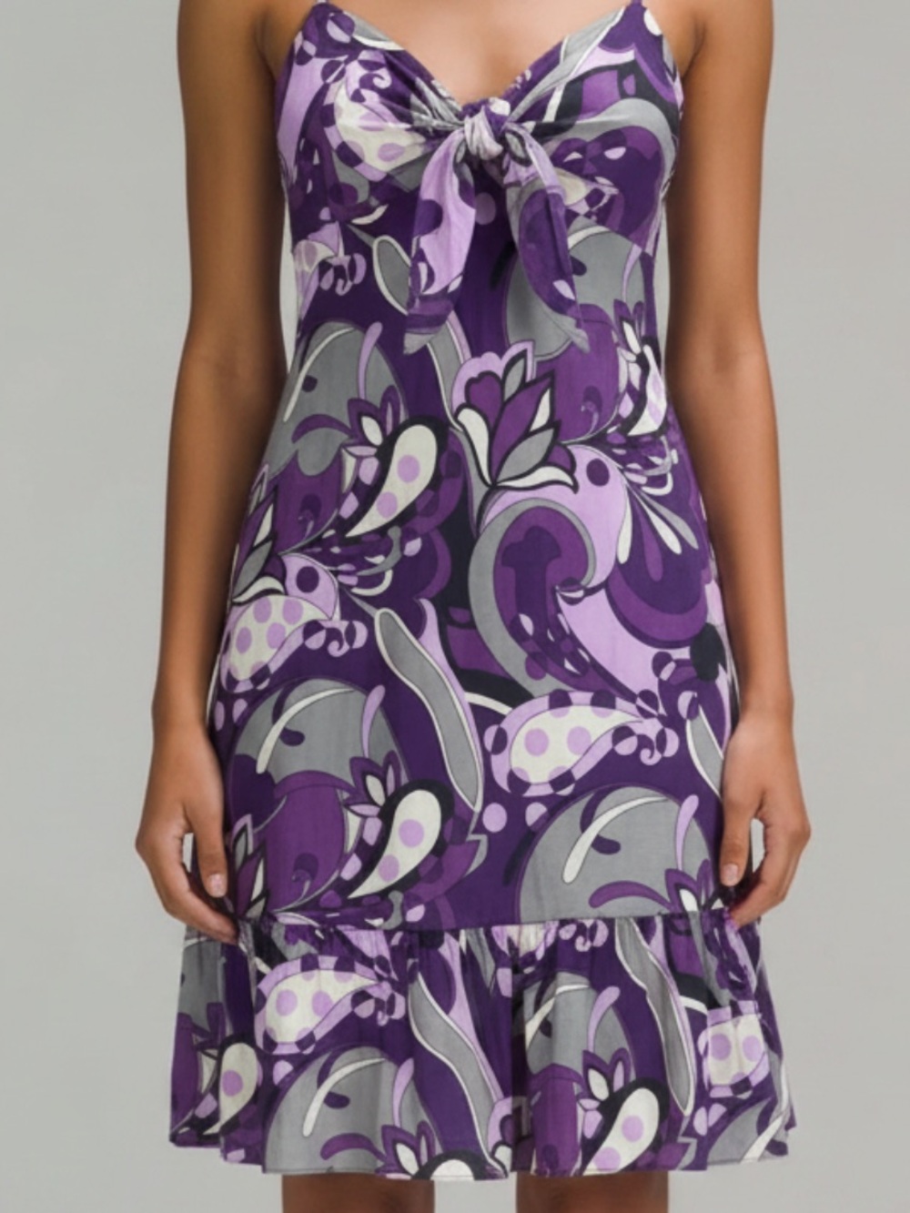 Guess Purple Floral Tie-Front Slip Dress F🔥 - Size Medium - Picture 4 of 15